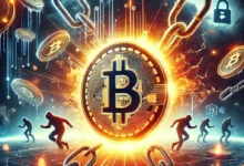 Kripto para riskleri ve finansal tehlikeleri simgeleyen görsel: Bitcoin, zincirler ve volatiliteyi temsil eden unsurlar