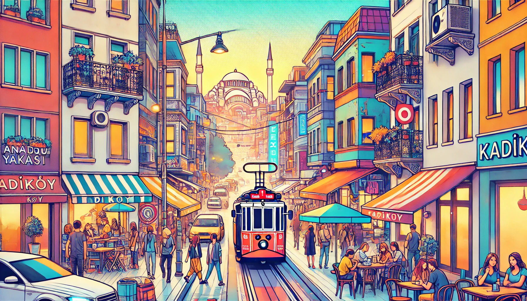 Anadolu Yakası'nın genç ve dinamik yüzünü yansıtan, butik oteller, sokak sanatı ve canlı atmosferin yer aldığı görsel