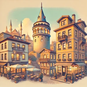 Galata Bölgesi Tarih ve konforu bir arada sunan butik oteller ve Galata Kulesi'nin yer aldığı görsel